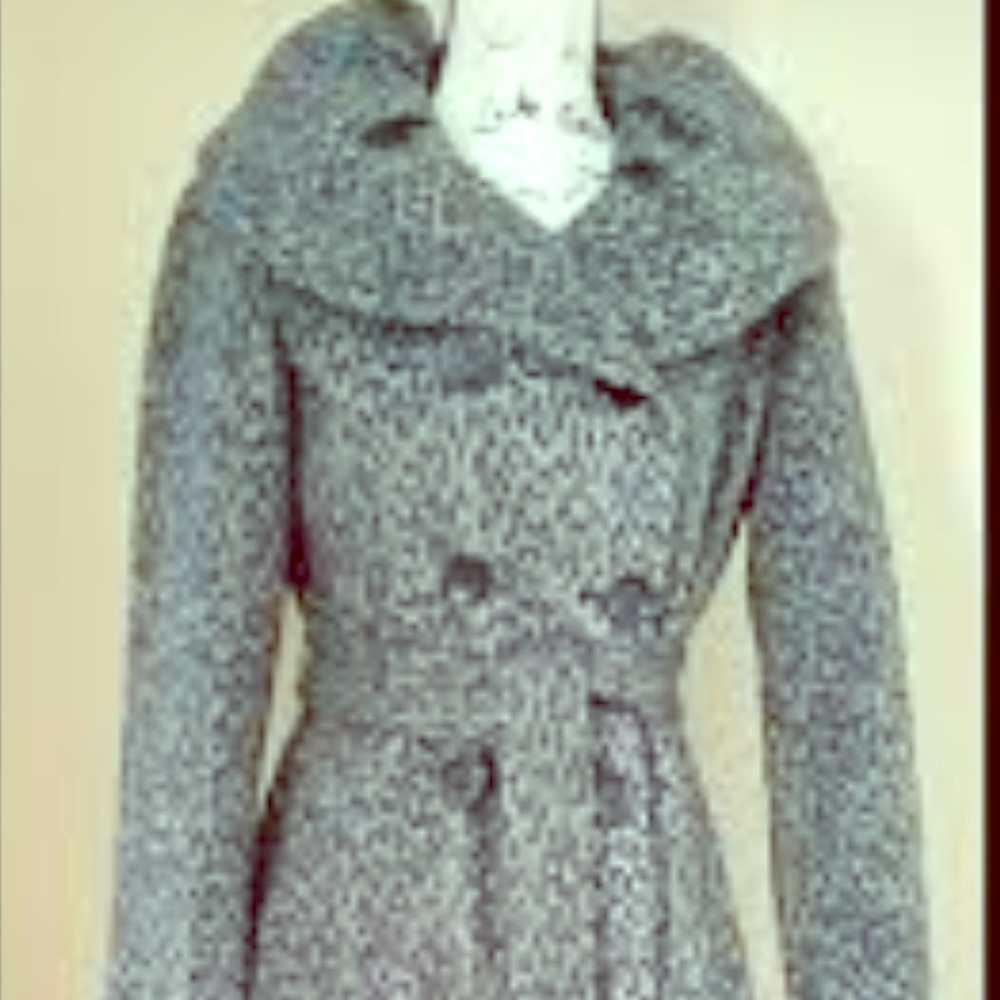 Calvin Klein Animal Print Long Pea Coat